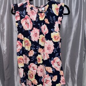Old Navy Floral Tunic Top - Navy and Pink